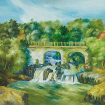 Tillum Bernard, Le pont, huile sur toile, 57,5 x 68 cm,